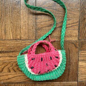 watermelon rattan crossbody purse